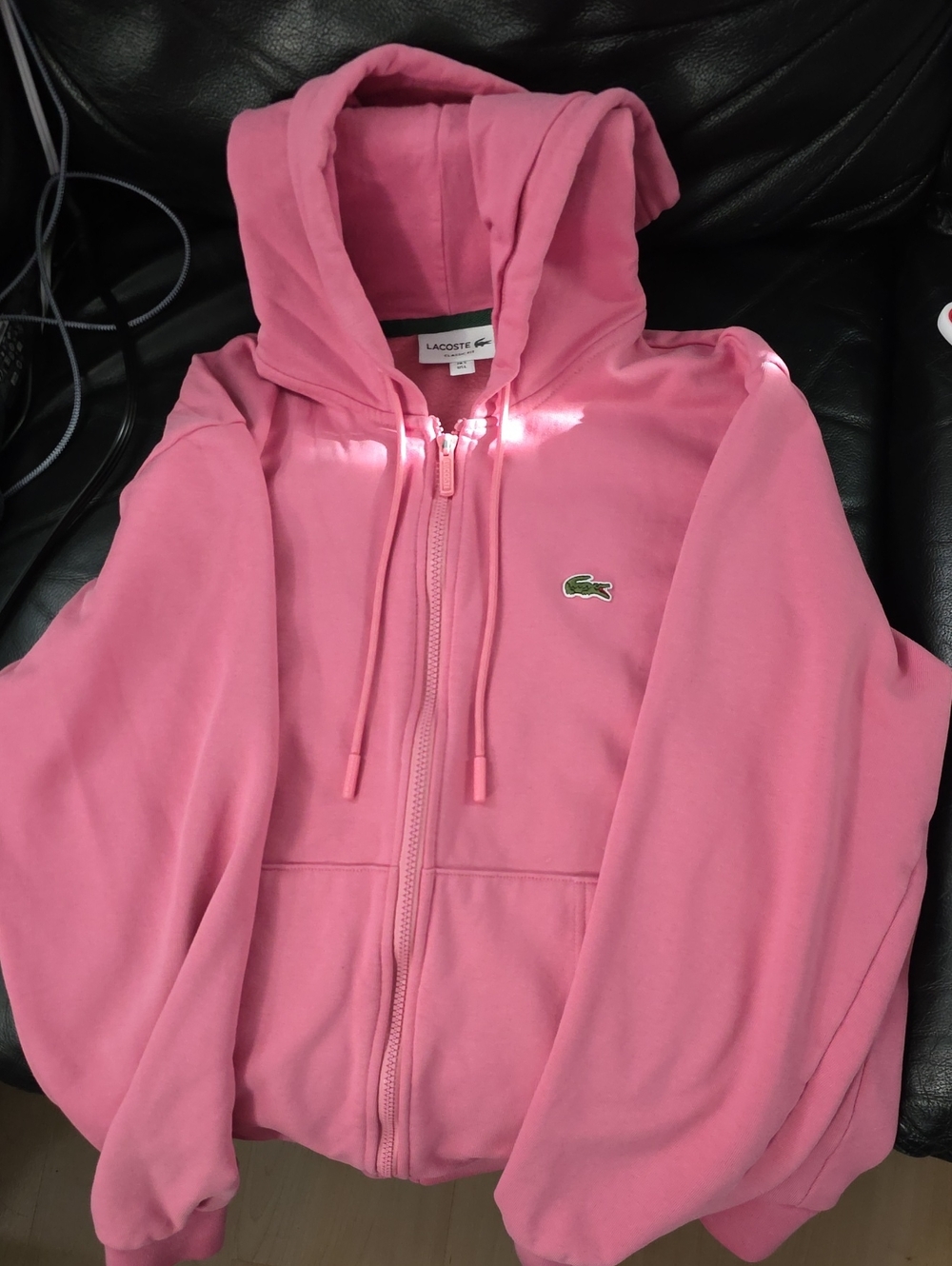 Lacoste Pink Men's Full Zip Sweatshirt with Crocodile Logo